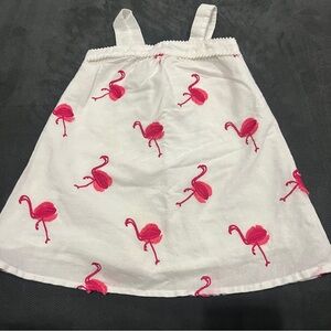 Janie and Jack White Dress with Pink Flamingos
